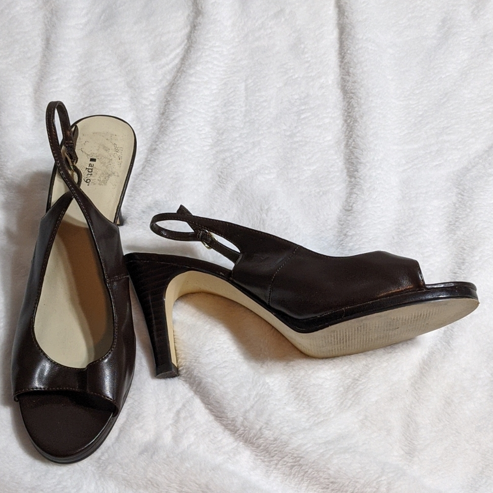 Brown slingback pumps